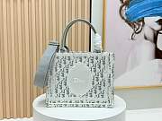 Small Dior Book Tote with Strap Latte and Gray Dior Oblique Embroidery and White Lace - 26.5x22x14cm - 2