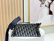 Small Dior Book Tote with Strap Blue Dior Oblique Embroidery and White Lace - 26.5x22x14cm - 6