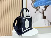 Small Dior Book Tote with Strap Blue Dior Oblique Embroidery with White Lace and Dior Medaillon - 26.5x22x14cm) - 2