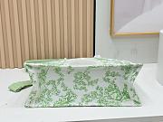 Medium Dior Book Tote with Strap Green Multicolor Toile de Jouy Clover Embroidery and White Dior Medaillon - 36x27.5x16.5cm - 6