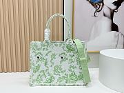 Medium Dior Book Tote with Strap Green Multicolor Toile de Jouy Clover Embroidery and White Dior Medaillon - 36x27.5x16.5cm - 4