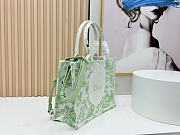 Medium Dior Book Tote with Strap Green Multicolor Toile de Jouy Clover Embroidery and White Dior Medaillon - 36x27.5x16.5cm - 3