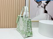 Medium Dior Book Tote with Strap Green Multicolor Toile de Jouy Clover Embroidery and White Dior Medaillon - 36x27.5x16.5cm - 2