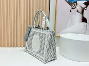 Medium Dior Book Tote with Strap Latte and Gray Dior Oblique Embroidery and White Lace - 36x27.5x16.5cm - 5