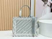 Medium Dior Book Tote with Strap Latte and Gray Dior Oblique Embroidery and White Lace - 36x27.5x16.5cm - 4
