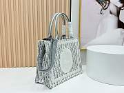 Medium Dior Book Tote with Strap Latte and Gray Dior Oblique Embroidery and White Lace - 36x27.5x16.5cm - 2