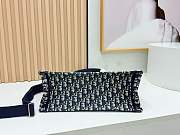Medium Dior Book Tote with Strap Blue Dior Oblique Embroidery and White Lace - 36x27.5x16.5cm - 5