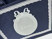 Medium Dior Book Tote with Strap Blue Dior Oblique Embroidery with White Lace and Dior Medaillon - 36x27.5x16.5cm - 6
