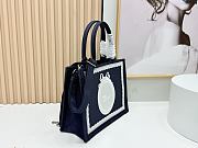 Medium Dior Book Tote with Strap Blue Dior Oblique Embroidery with White Lace and Dior Medaillon - 36x27.5x16.5cm - 5