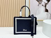 Medium Dior Book Tote with Strap Blue Dior Oblique Embroidery with White Lace and Dior Medaillon - 36x27.5x16.5cm - 3