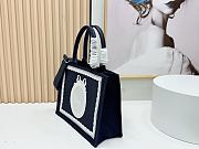 Medium Dior Book Tote with Strap Blue Dior Oblique Embroidery with White Lace and Dior Medaillon - 36x27.5x16.5cm - 2