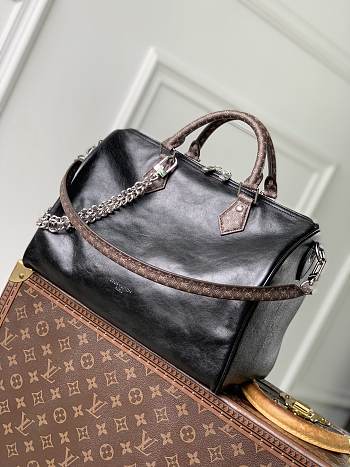 LV Vibe Speedy Soft 30 Cowhide Monogram Canvas Trim Black M29419 - 30x21x17cm