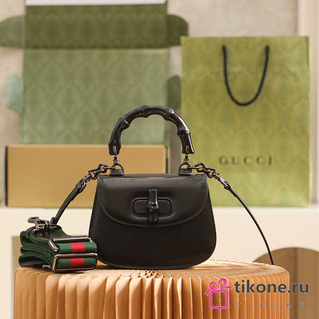 Gucci Bamboo 1947 Mini Bag Black Leather 5884 - 17x12x7.5cm - 1
