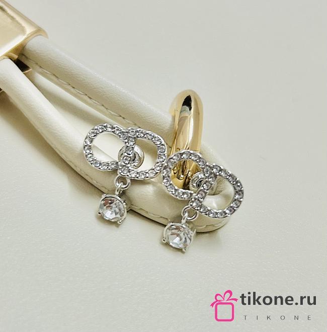 Dior Petit CD Earrings Silver-Finish Metal and Sparkling Crystals - 1