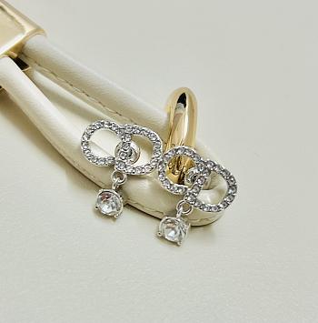 Dior Petit CD Earrings Silver-Finish Metal and Sparkling Crystals