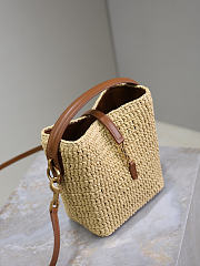 YSL Le 37 Mini In Raffia In Natural - 15x13x6cm - 4