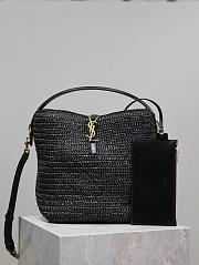 YSL Le 37 In Raffia In Black - 25x20x16cm - 1