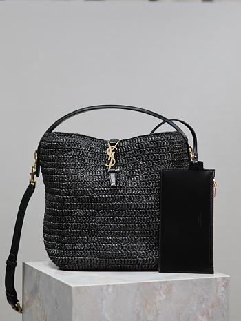 YSL Le 37 In Raffia In Black - 25x20x16cm