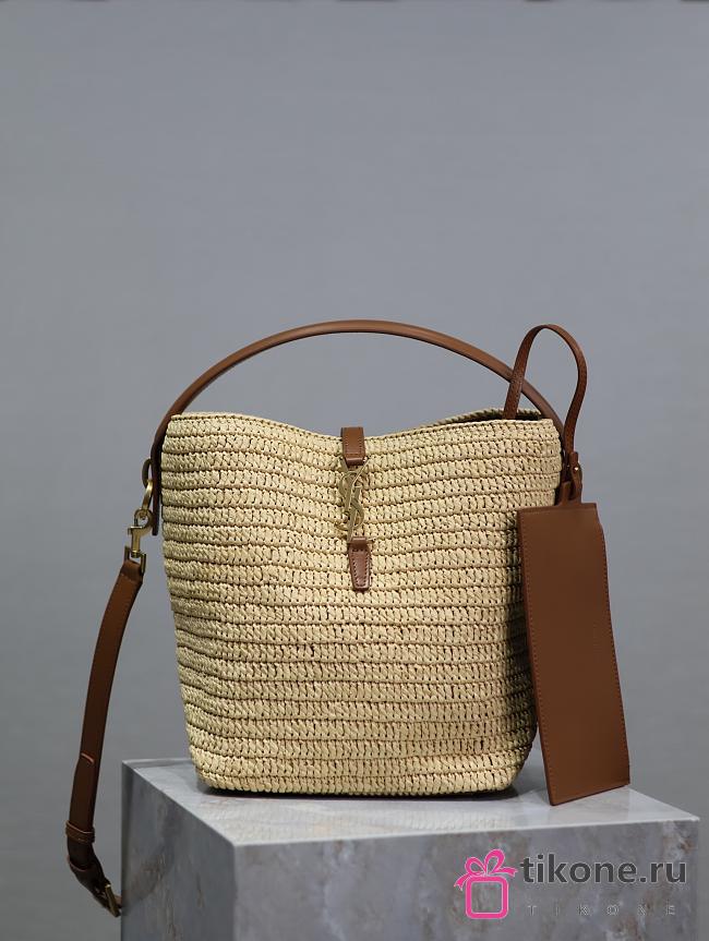 YSL Le 37 In Raffia In Natural - 25x20x16cm - 1