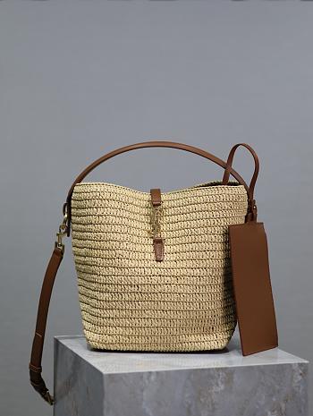 YSL Le 37 In Raffia In Natural - 25x20x16cm