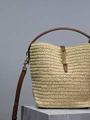 YSL Le 37 In Raffia In Natural - 25x20x16cm - 3