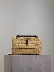 YSL Niki Mini In Raffia Natural And Brown - 18x12.5x5cm - 1