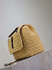 YSL Niki Mini In Raffia Natural And Brown - 18x12.5x5cm - 3