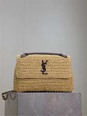 YSL Niki Medium In Raffia Natural And Brown - 28x20x8.5cm - 6
