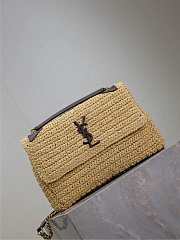 YSL Niki Medium In Raffia Natural And Brown - 28x20x8.5cm - 3