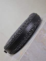 YSL Round Bag in Raffia and Vegetable-Tanned Leather Black - 21.5x21.5x4.5cm - 5