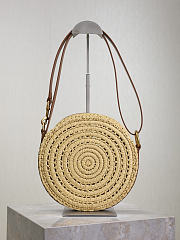 YSL Round Bag in Raffia and Vegetable-Tanned Leather Natural - 21.5x21.5x4.5cm - 6
