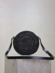 YSL Round Bag in Raffia Crossbody Bag Black - 21.5x21.5x4.5cm - 6
