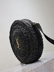 YSL Round Bag in Raffia Crossbody Bag Black - 21.5x21.5x4.5cm - 4