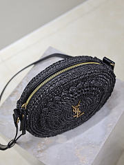 YSL Round Bag in Raffia Crossbody Bag Black - 21.5x21.5x4.5cm - 5