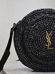 YSL Round Bag in Raffia Crossbody Bag Black - 21.5x21.5x4.5cm - 3