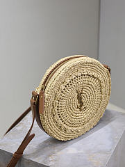 YSL Round Bag in Raffia Crossbody Bag Natural - 21.5x21.5x4.5cm - 6