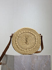 YSL Round Bag in Raffia Crossbody Bag Natural - 21.5x21.5x4.5cm - 5