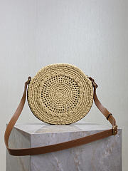 YSL Round Bag in Raffia Crossbody Bag Natural - 21.5x21.5x4.5cm - 3