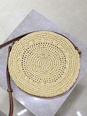 YSL Round Bag in Raffia Crossbody Bag Natural - 21.5x21.5x4.5cm - 2