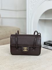 Chanel Clutch with Leather Strap Grained Shiny Calfskin & Gold-Tone Metal Brown - 17x11.5x5cm - 3