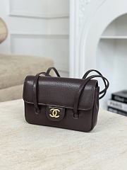 Chanel Clutch with Leather Strap Grained Shiny Calfskin & Gold-Tone Metal Brown - 17x11.5x5cm - 2
