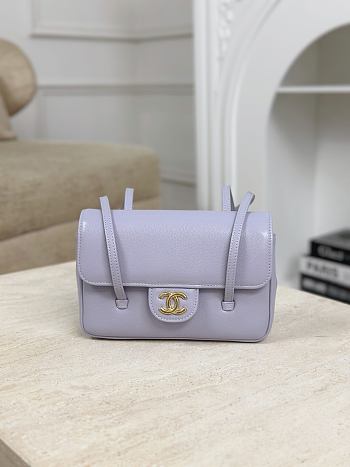 Chanel Clutch with Leather Strap Grained Shiny Calfskin & Gold-Tone Metal Purple - 17x11.5x5cm