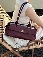 Chanel Small Tote Grained Calfskin & Gold-Tone Metal Burgundy - 30.5x15x11.5cm - 4