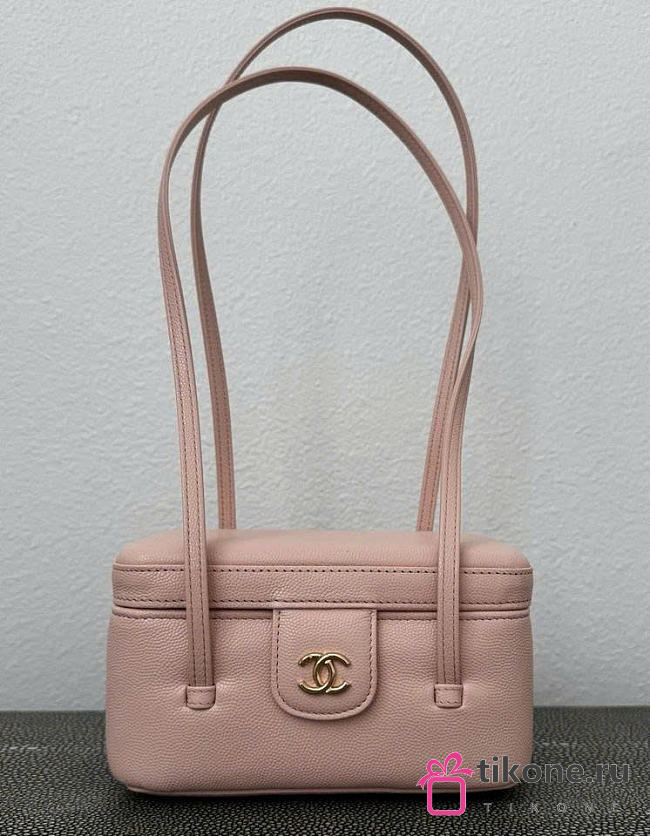 Chanel Long Vanity With Leather Strap Grained Shiny Calfskin & Gold-Tone Metal Light Pink - 17x9.5x8cm - 1