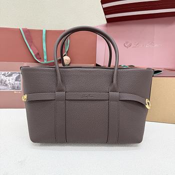 Loro Piana Ghiera Shopper Small Calfskin Dark Chocolate (H0TO) - 28x19x12cm