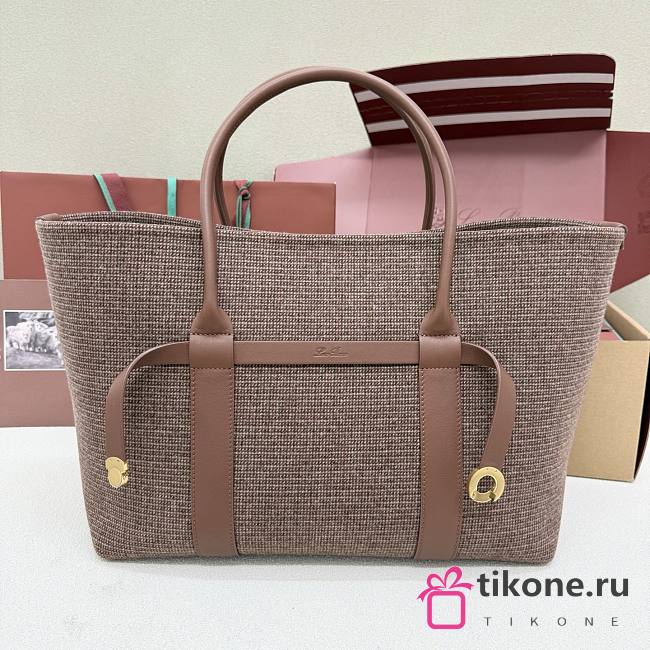 Loro Piana Ghiera Shopper Large Silk Oak/Red/White/Dark Brown/Brown Tan (F7ZR)- 40x26x18cm - 1
