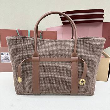Loro Piana Ghiera Shopper Large Silk Oak/Red/White/Dark Brown/Brown Tan (F7ZR)- 40x26x18cm