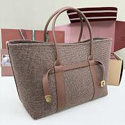 Loro Piana Ghiera Shopper Large Silk Oak/Red/White/Dark Brown/Brown Tan (F7ZR)- 40x26x18cm - 4