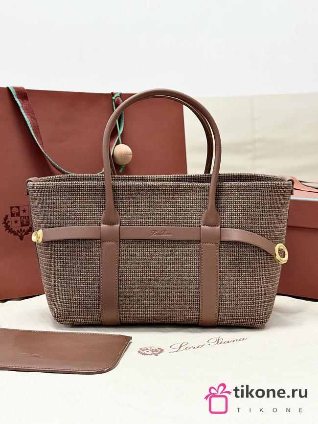 Loro Piana Ghiera Shopper Small Silk Oak/Red/White/Dark Brown/Brown Tan (F7ZR) - 28x19x12cm - 1