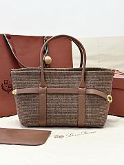 Loro Piana Ghiera Shopper Small Silk Oak/Red/White/Dark Brown/Brown Tan (F7ZR) - 28x19x12cm - 1